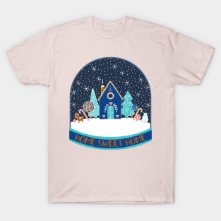 Home Sweet Home - Gingerbread House Snow Globe by Cecca Designs T-Shirt